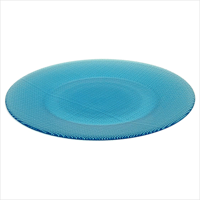Platzteller Glas blau Textilstruktur_side